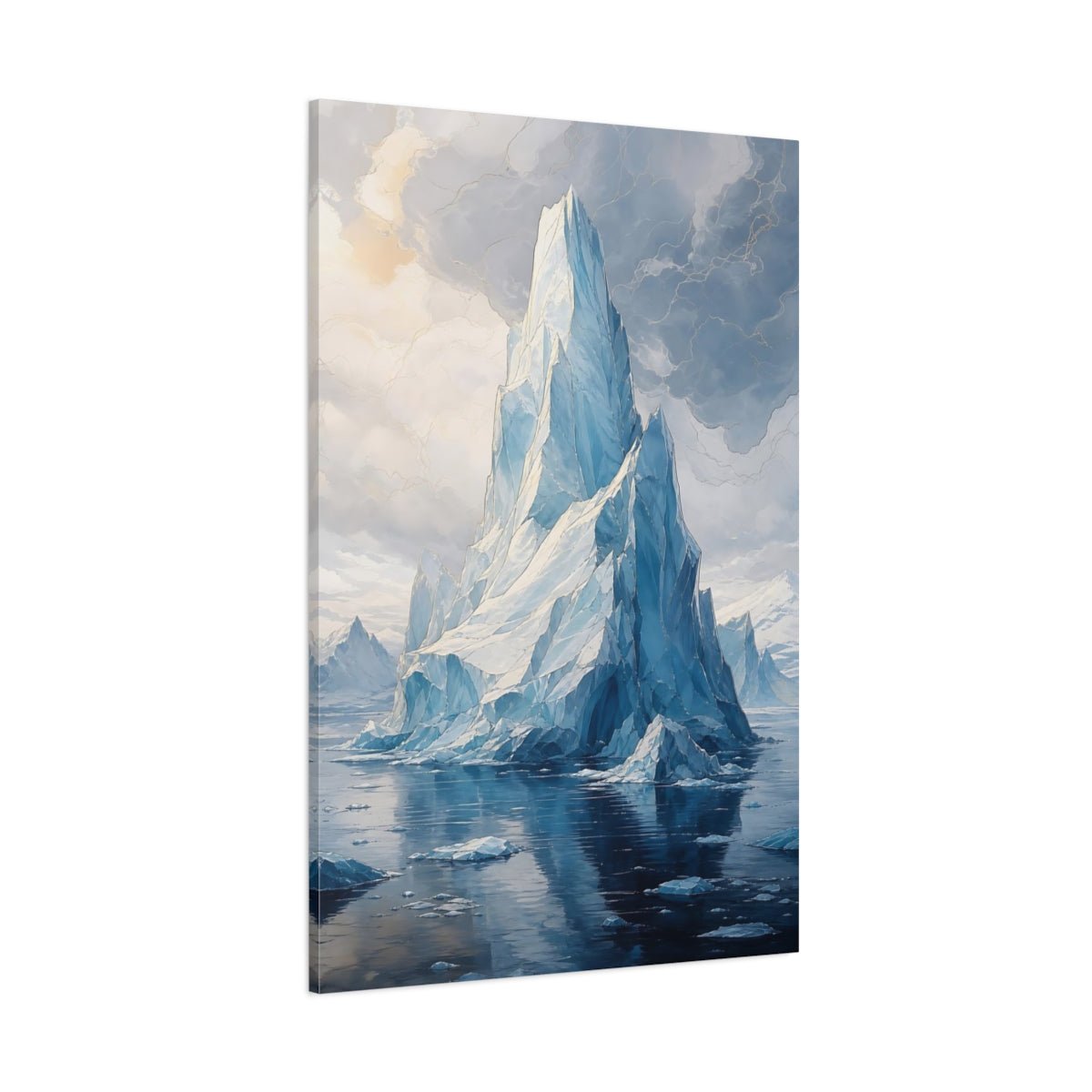 Nature Iceberg Icy Blue Canvas Wall Art Print – Living Room Decor, Above Sofa - YesArtYes