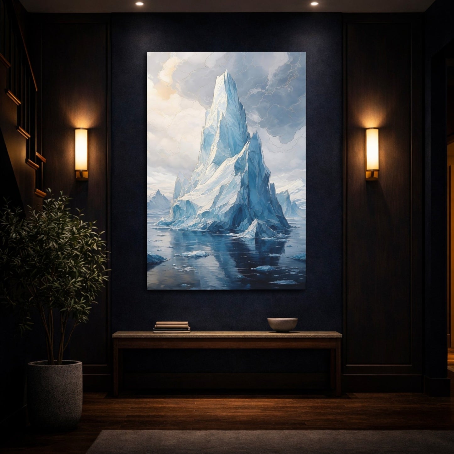 Nature Iceberg Icy Blue Canvas Wall Art Print – Living Room Decor, Above Sofa - YesArtYes