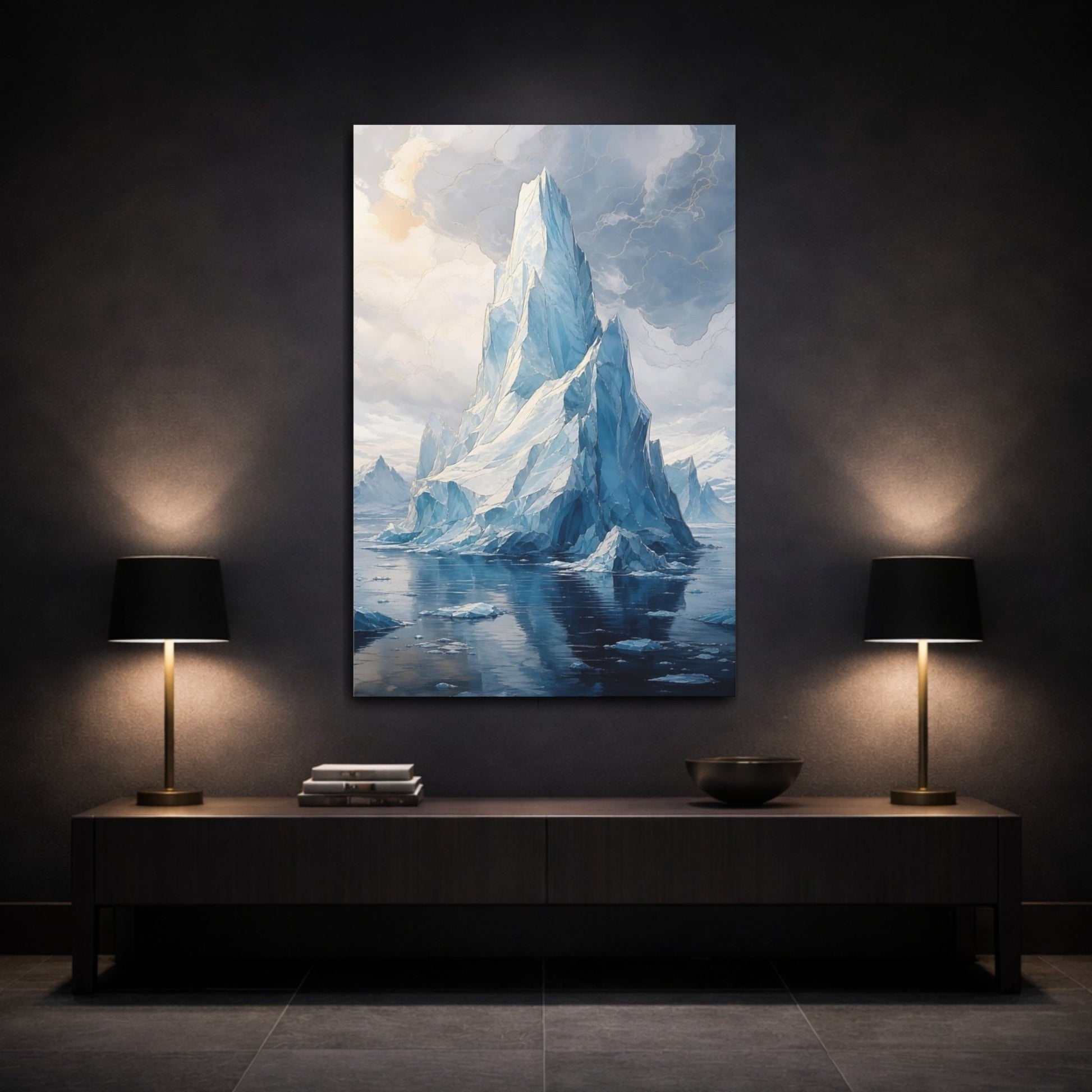 Nature Iceberg Icy Blue Canvas Wall Art Print – Living Room Decor, Above Sofa - YesArtYes