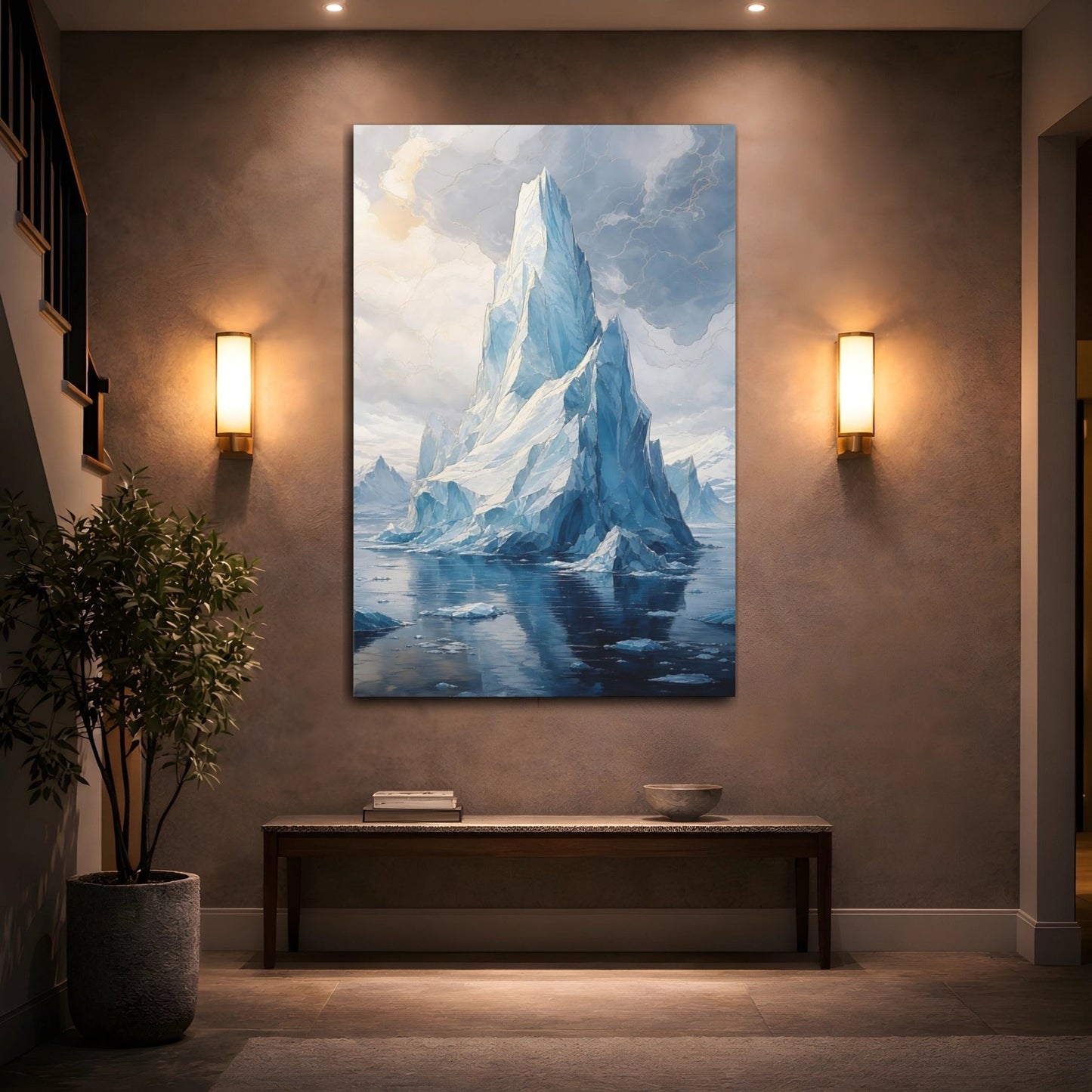 Nature Iceberg Icy Blue Canvas Wall Art Print – Living Room Decor, Above Sofa - YesArtYes