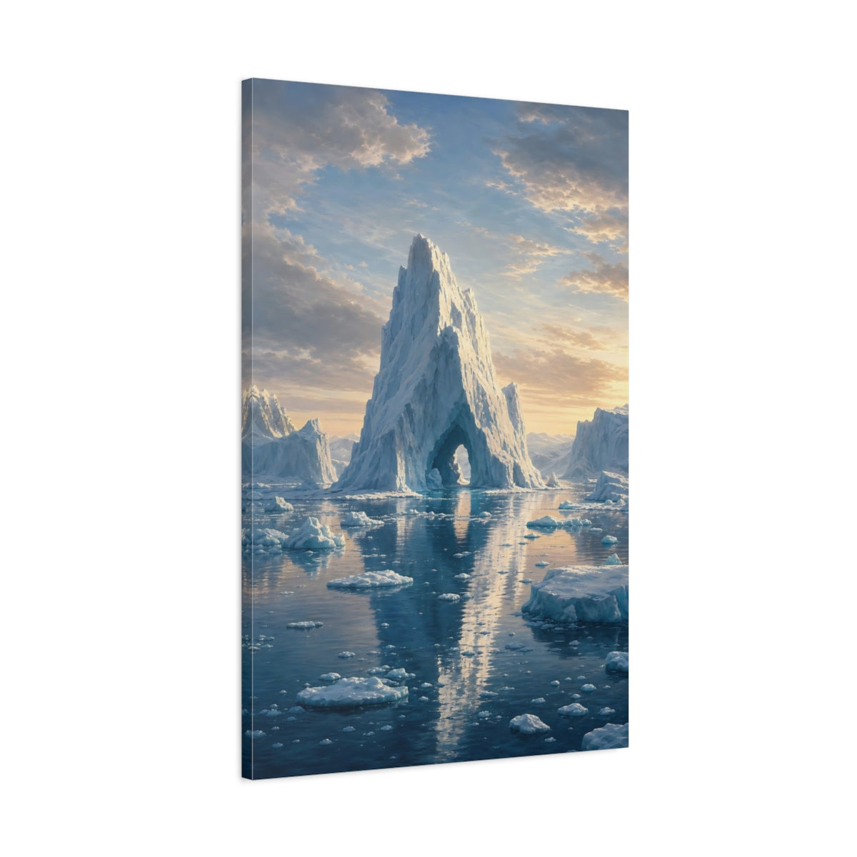 Main Mockup. Nature Iceberg Mountain Arctic Landscape shown as stretched canvas wall art