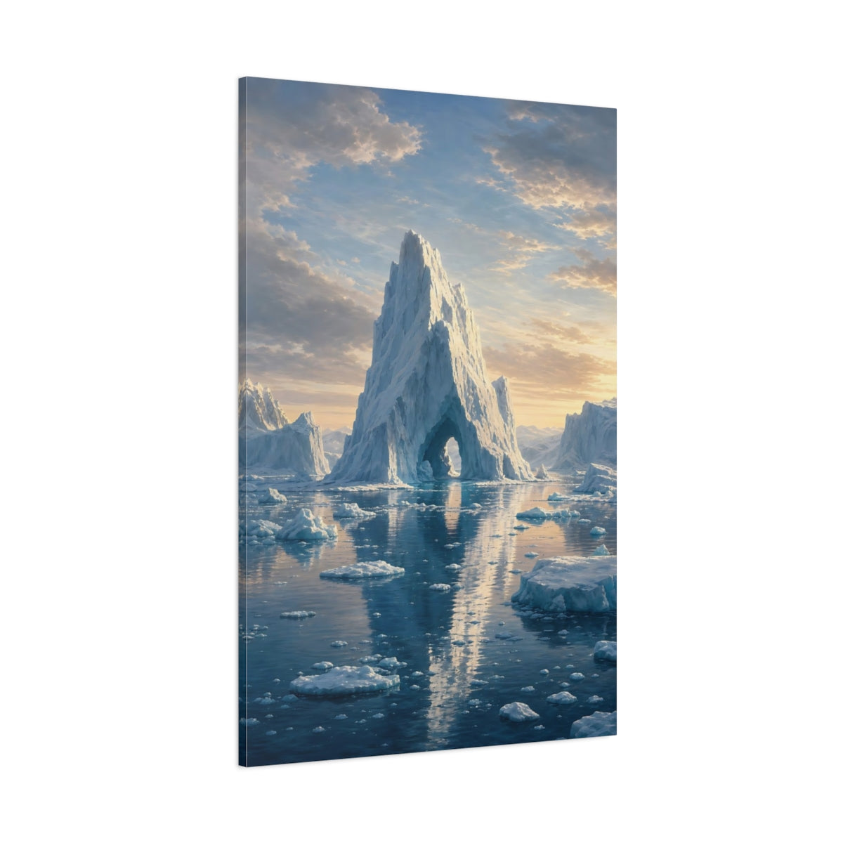 Side Mockup 1. Nature Iceberg Mountain Arctic Landscape shown as stretched canvas wall art