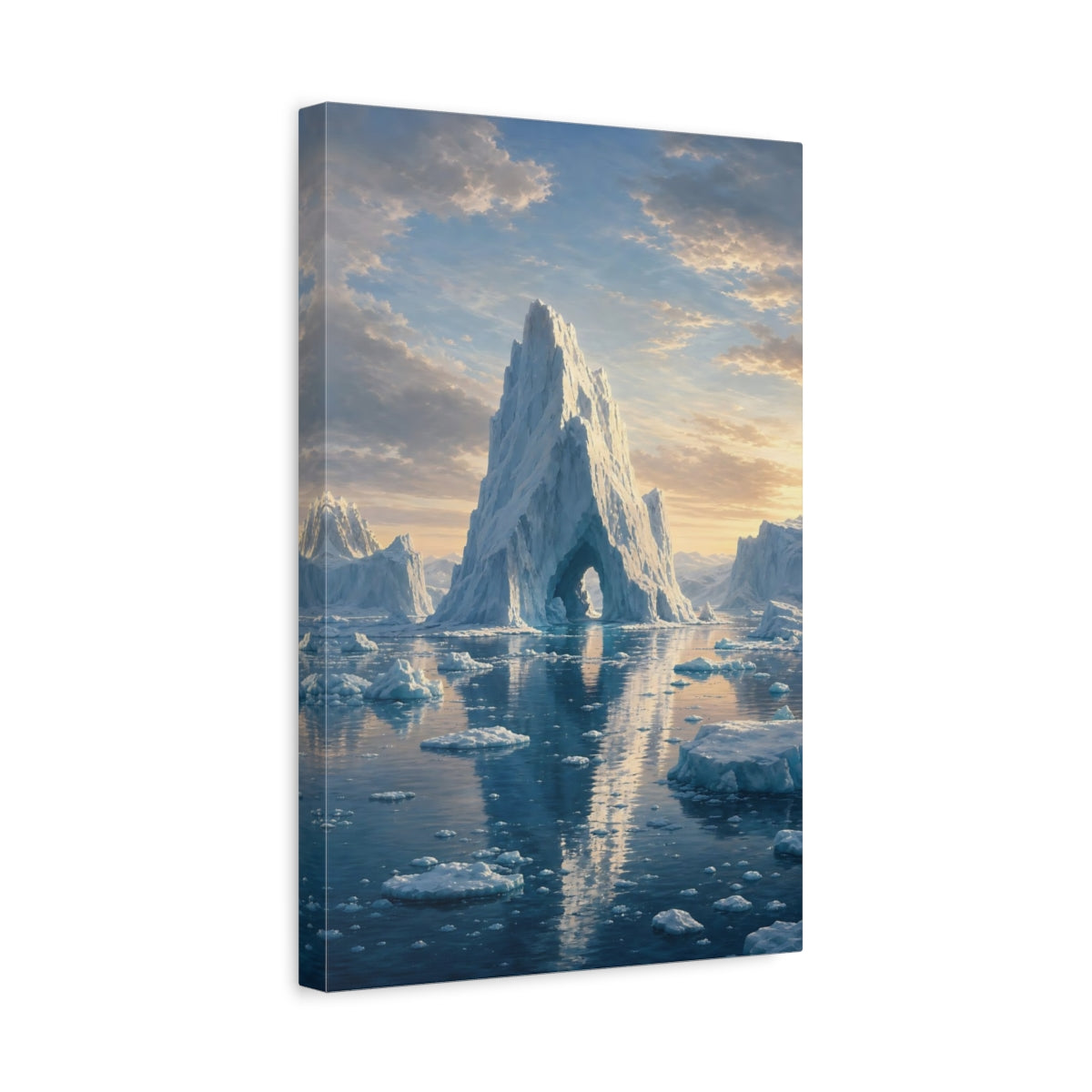Side Mockup 4. Nature Iceberg Mountain Arctic Landscape shown as stretched canvas wall art
