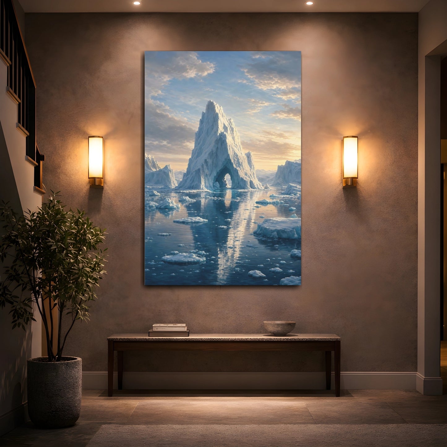 Mockup 2. Nature Iceberg Mountain Arctic Landscape shown as stretched canvas wall art