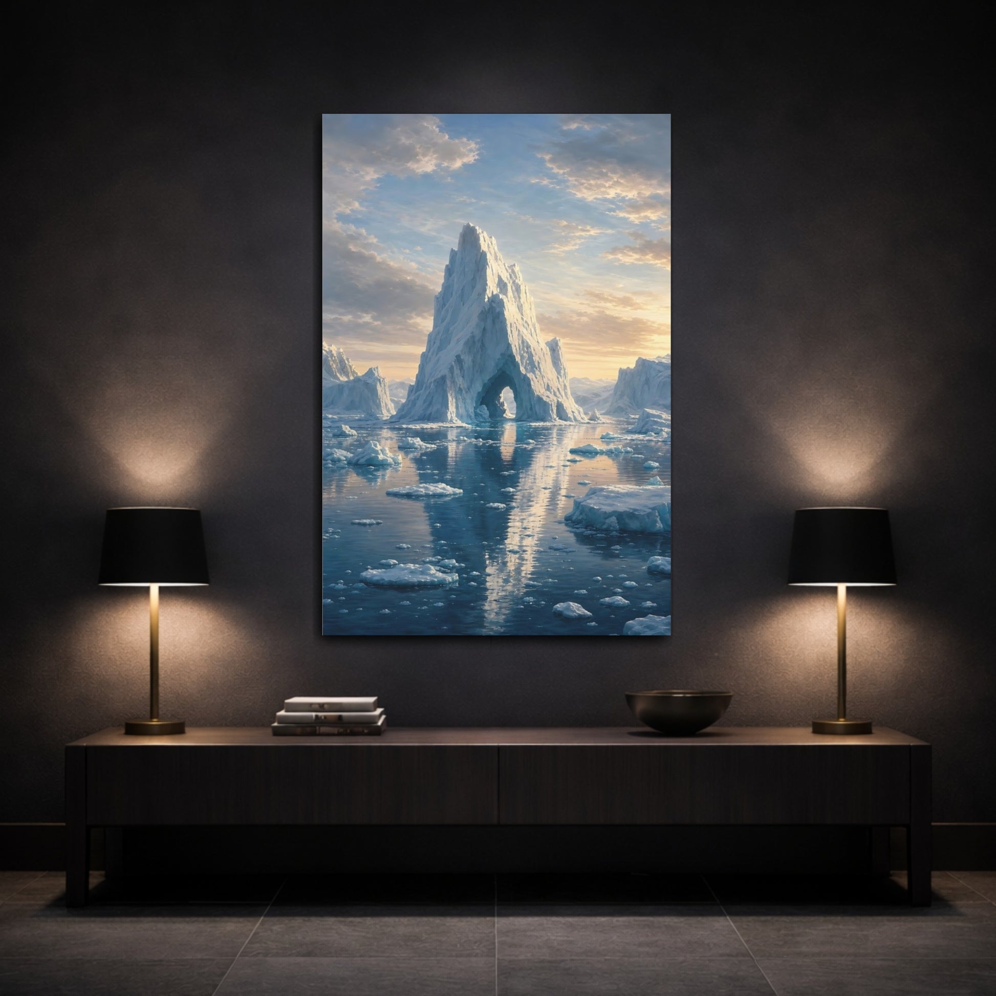 Mockup 3. Nature Iceberg Mountain Arctic Landscape shown as stretched canvas wall art