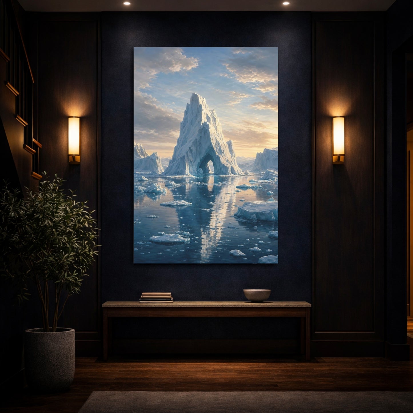 Mockup 4. Nature Iceberg Mountain Arctic Landscape shown as stretched canvas wall art