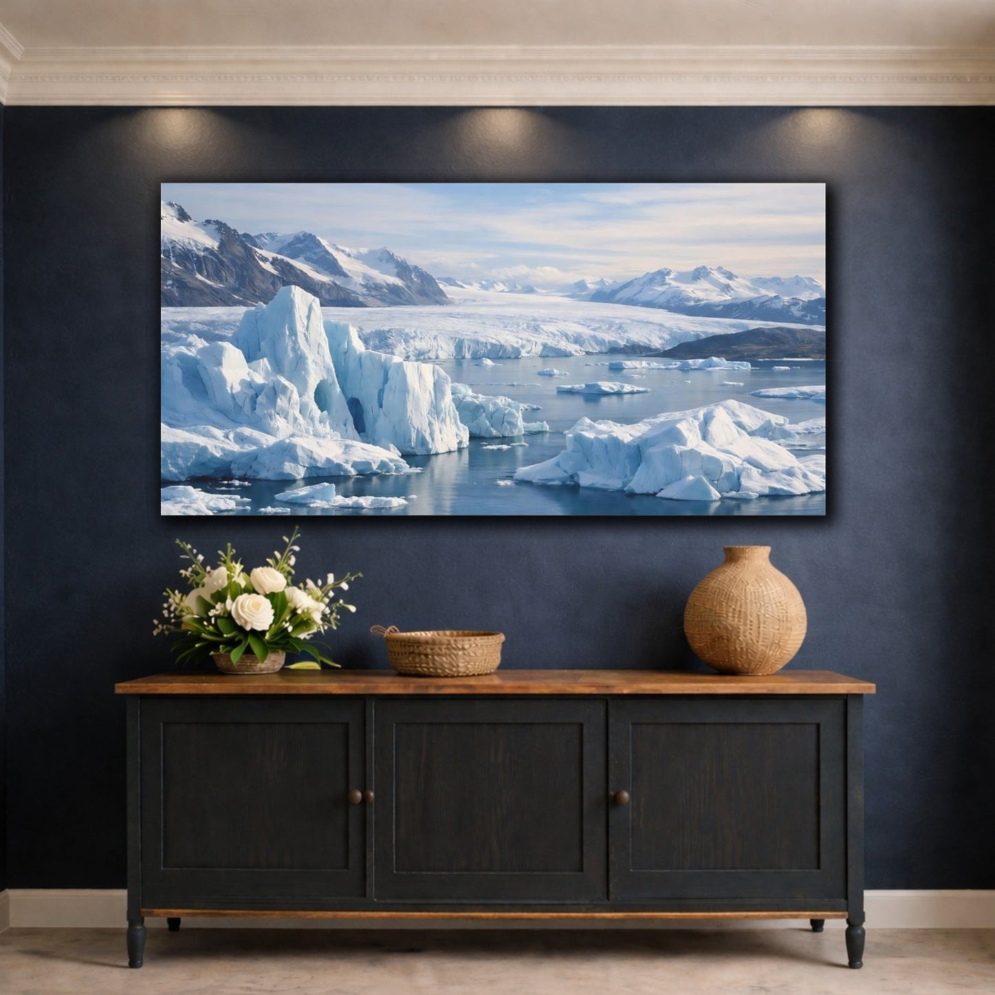 Nature Icebergs Blue And White - Canvas Wall Art Print - YesArtYes
