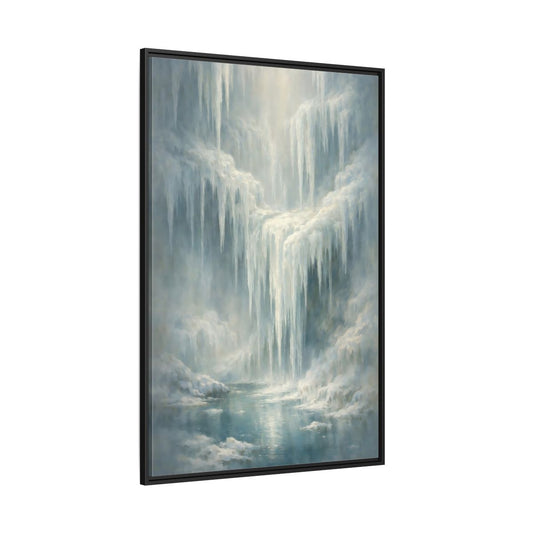 Main Mockup. Nature Icefall Winter Icefall shown as stretched canvas wall art