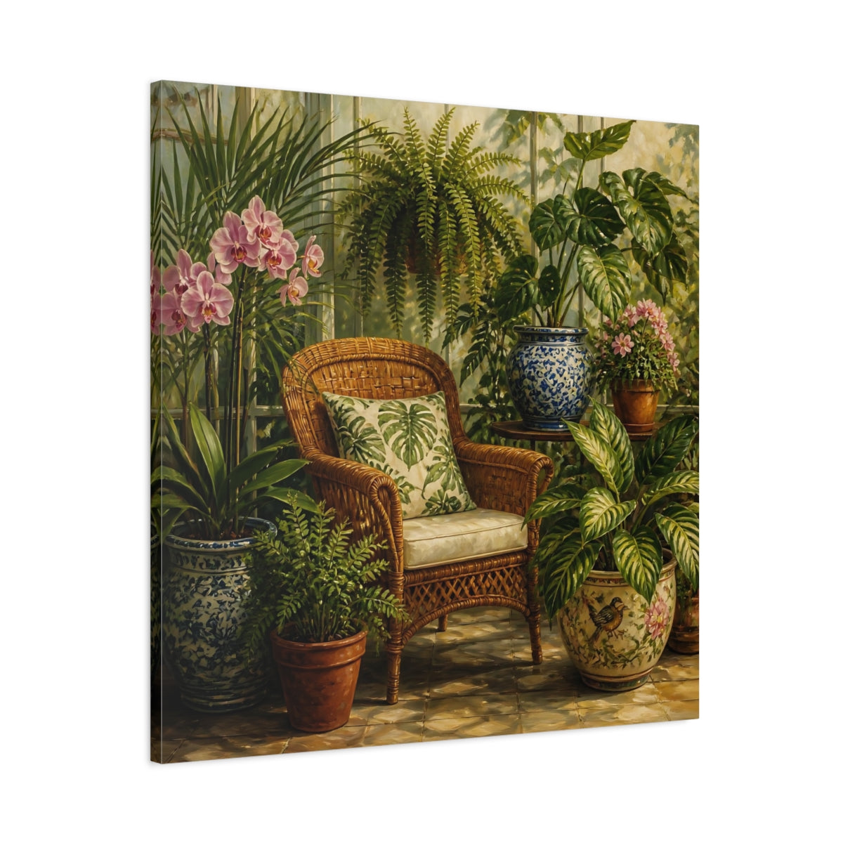 Main Mockup. Nature Indoor Garden Green Botanical shown as stretched canvas wall art