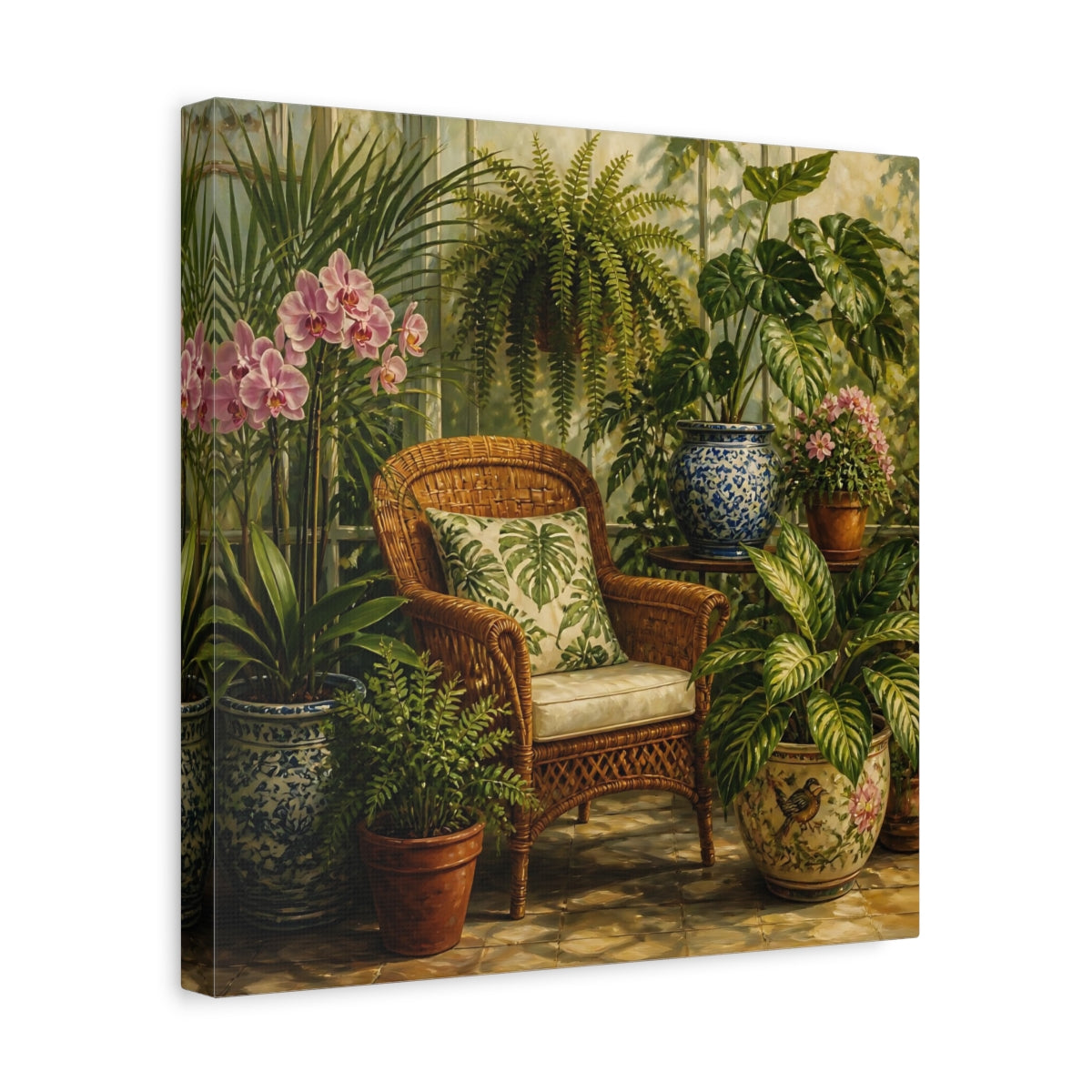 Side Mockup 7. Nature Indoor Garden Green Botanical shown as stretched canvas wall art