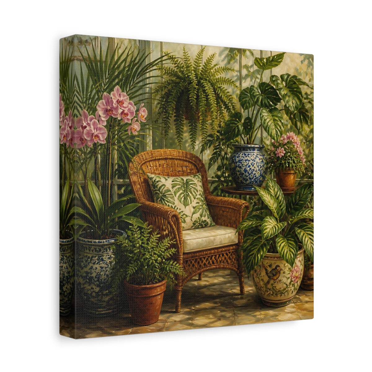 Side Mockup 9. Nature Indoor Garden Green Botanical shown as stretched canvas wall art