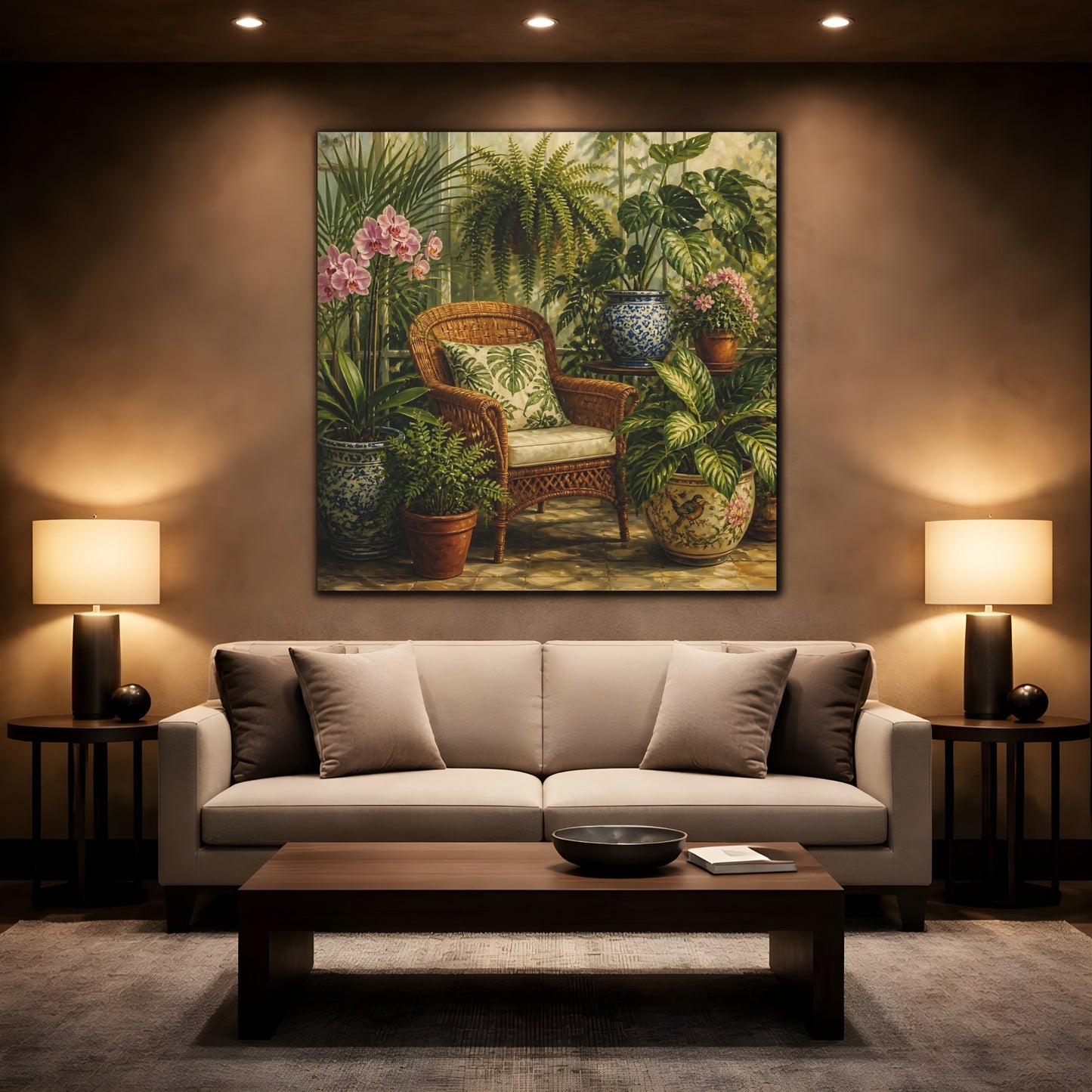 Mockup 2. Nature Indoor Garden Green Botanical shown as stretched canvas wall art