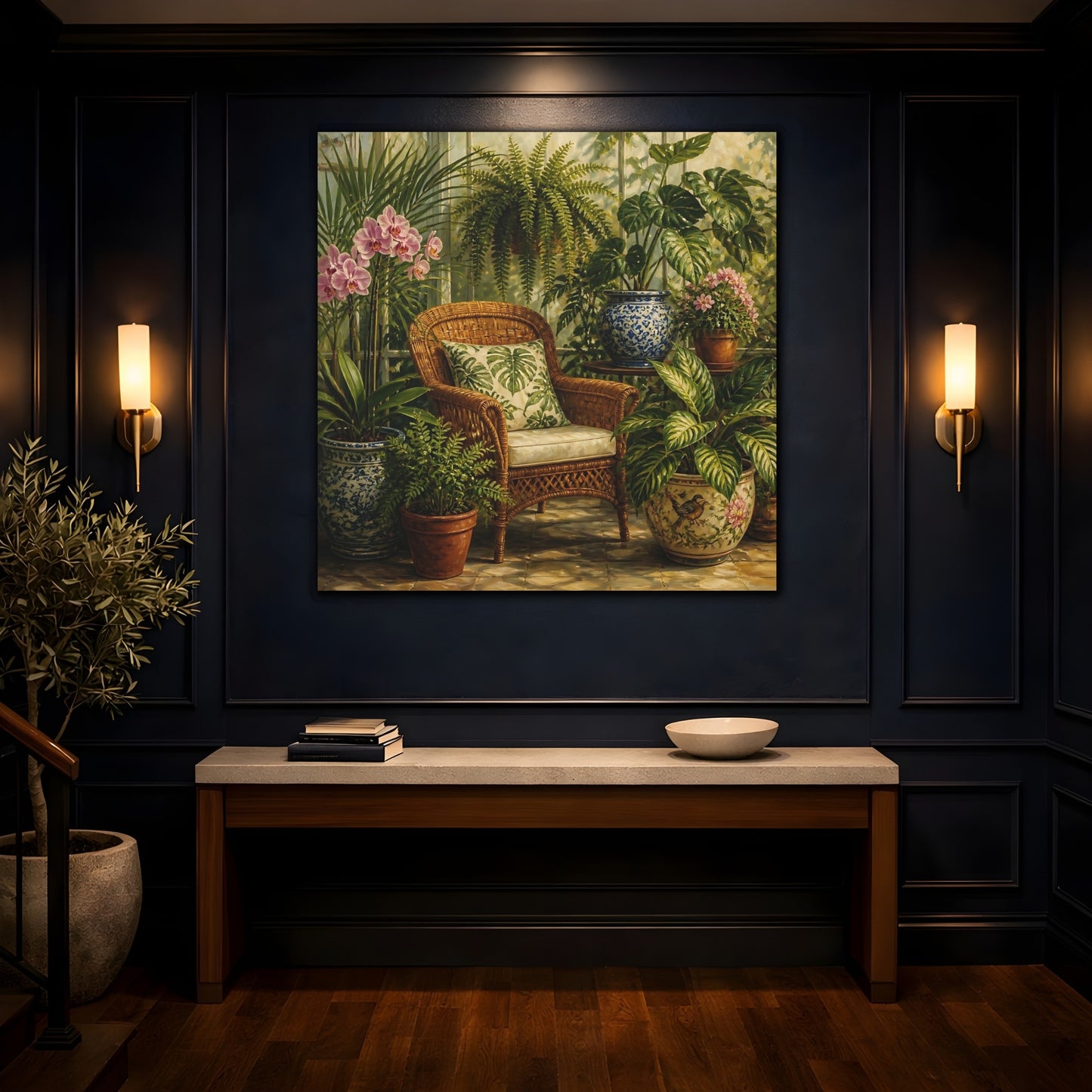 Mockup 4. Nature Indoor Garden Green Botanical shown as stretched canvas wall art