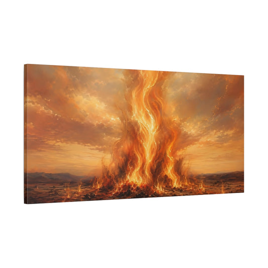 Main Mockup. Nature Inferno Orange And Red shown as stretched canvas wall art