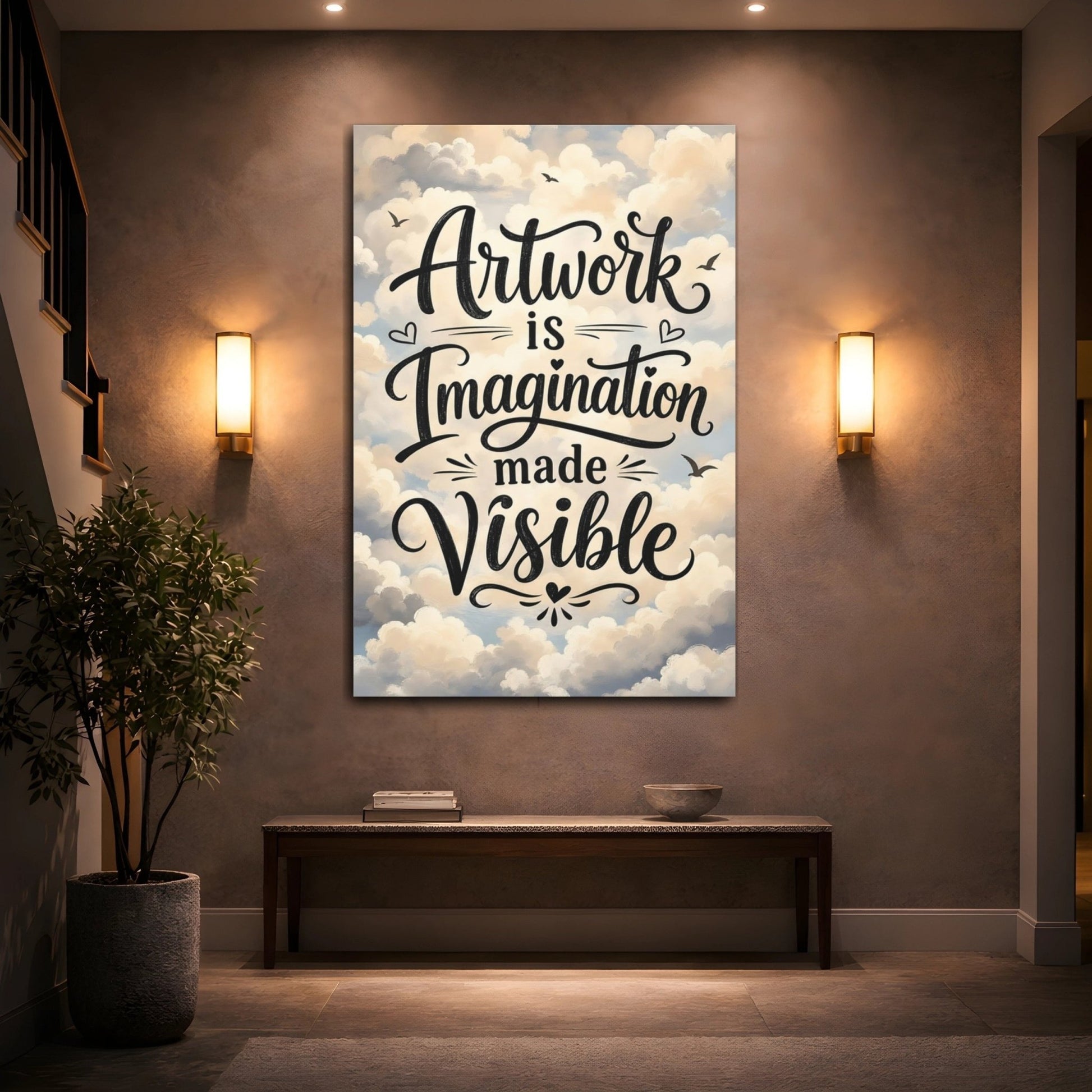 Nature Inspirational Quote Calligraphy Canvas Wall Art Print – Brush - stroke Living Room, Large - YesArtYes