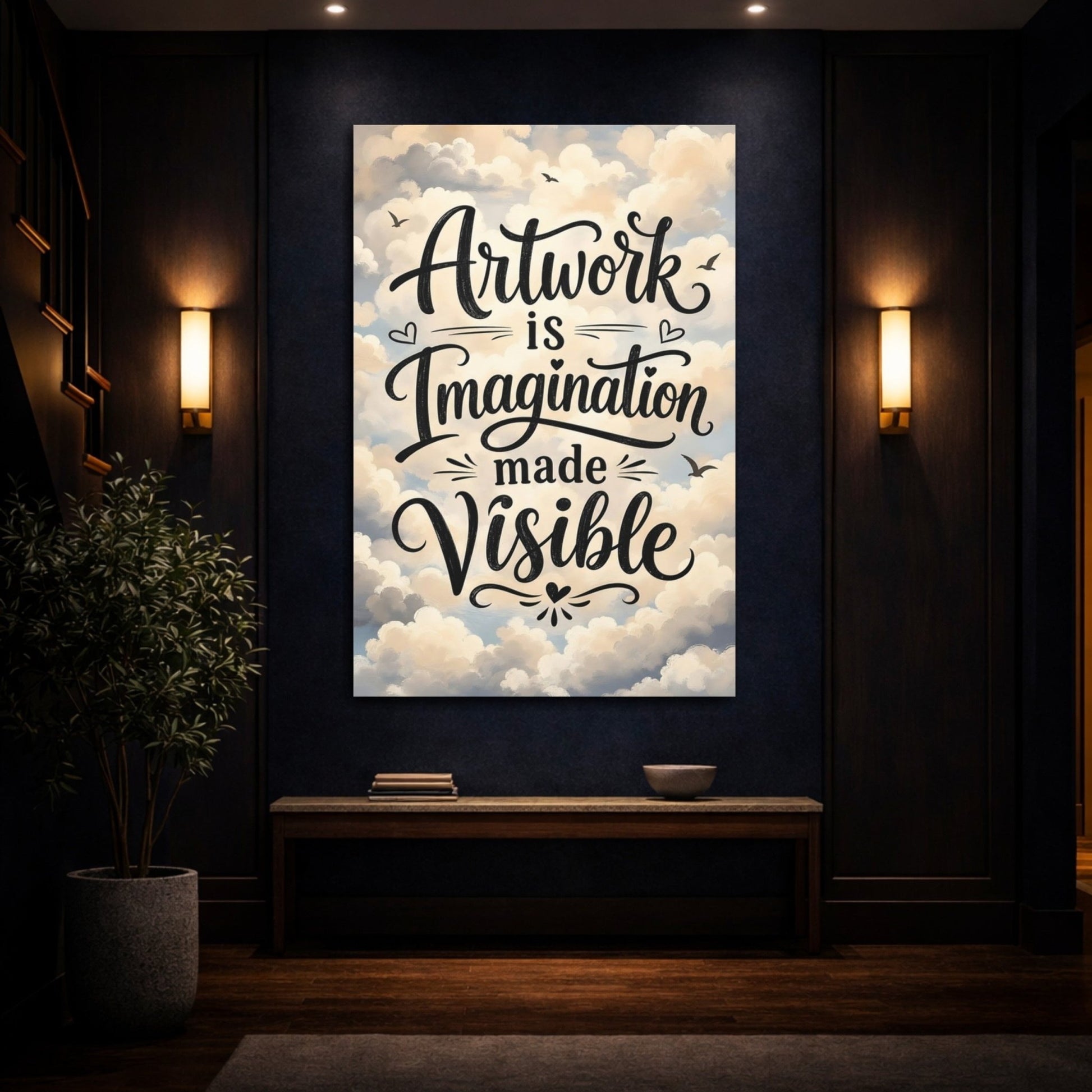 Nature Inspirational Quote Calligraphy Canvas Wall Art Print – Brush - stroke Living Room, Large - YesArtYes