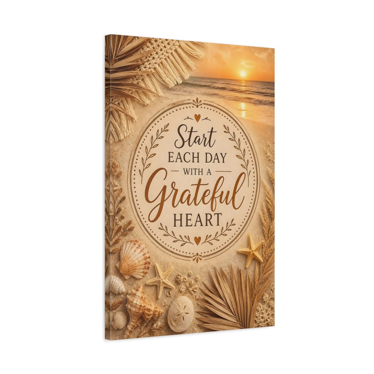 Nature Inspirational Quote Coastal Beige Canvas Print – Boho Living Room, Above Console Table - YesArtYes