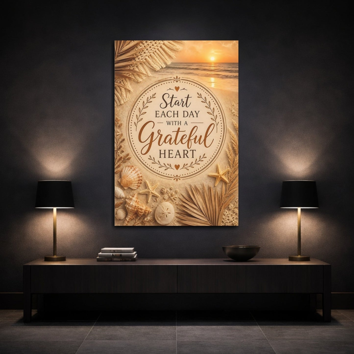 Nature Inspirational Quote Coastal Beige Canvas Print – Boho Living Room, Above Console Table - YesArtYes