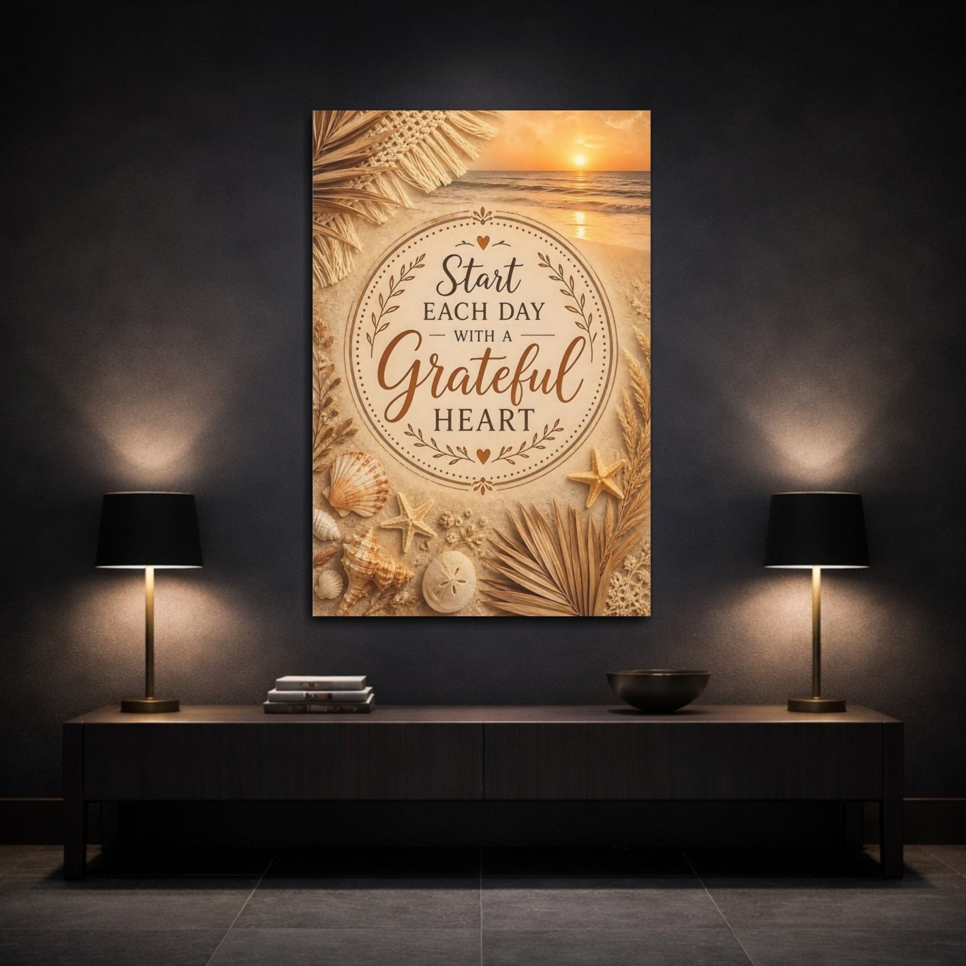 Nature Inspirational Quote Coastal Beige Canvas Print – Boho Living Room, Above Console Table - YesArtYes