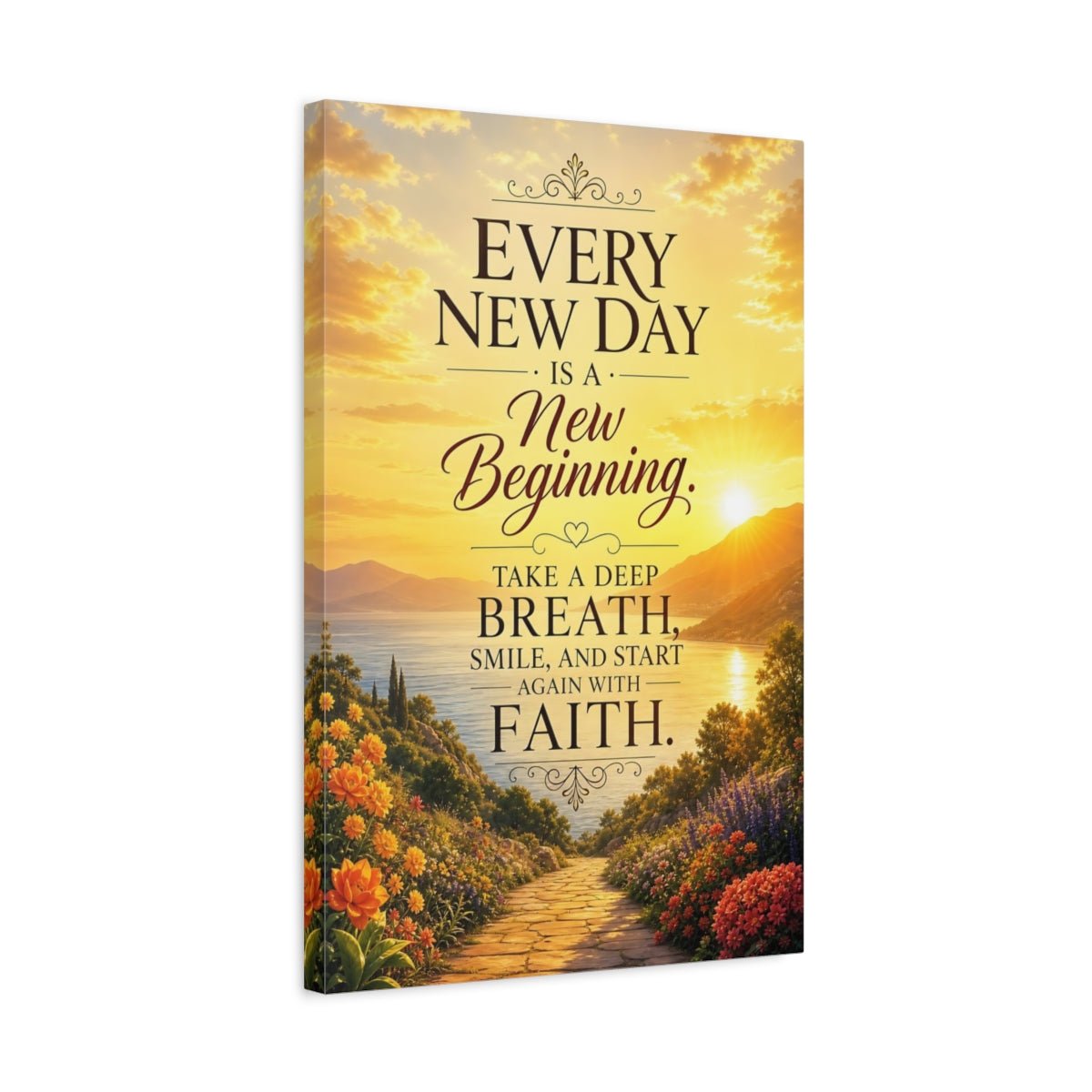 Nature Inspirational Quote Golden Sunset Canvas Print – Living Room, Above Fireplace - YesArtYes