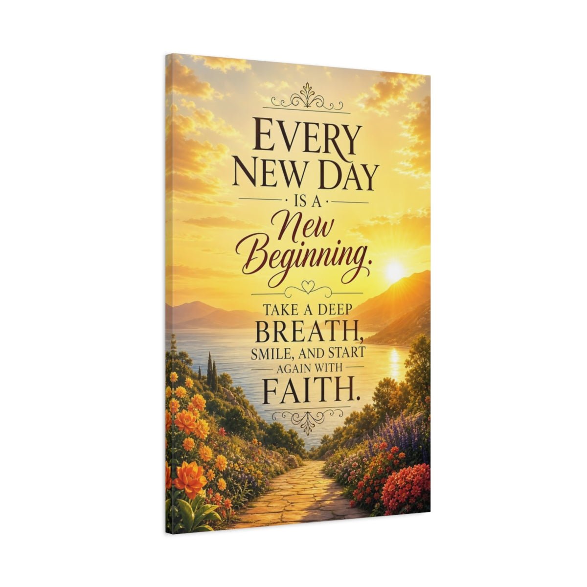Nature Inspirational Quote Golden Sunset Canvas Print – Living Room, Above Fireplace - YesArtYes