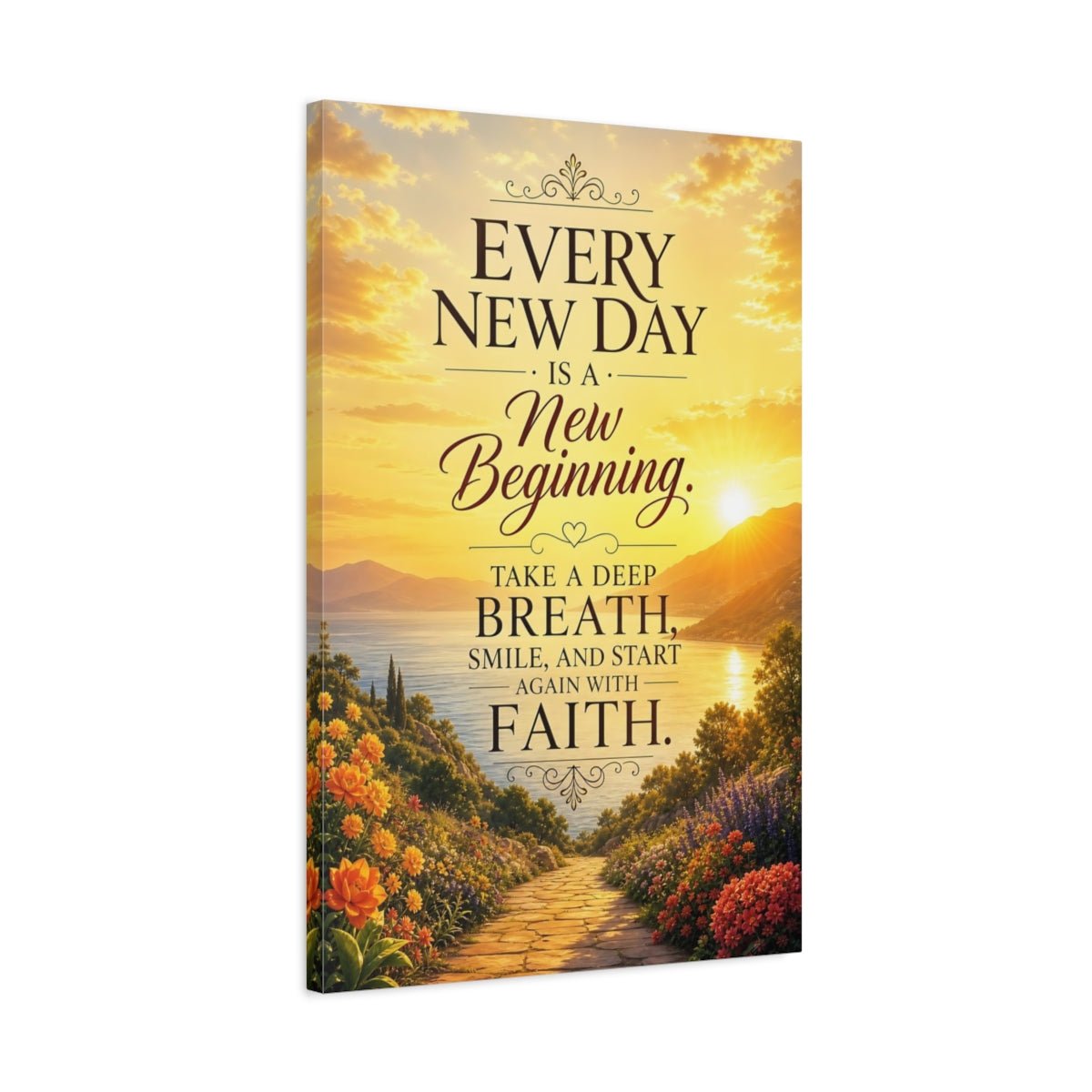 Nature Inspirational Quote Golden Sunset Canvas Print – Living Room, Above Fireplace - YesArtYes