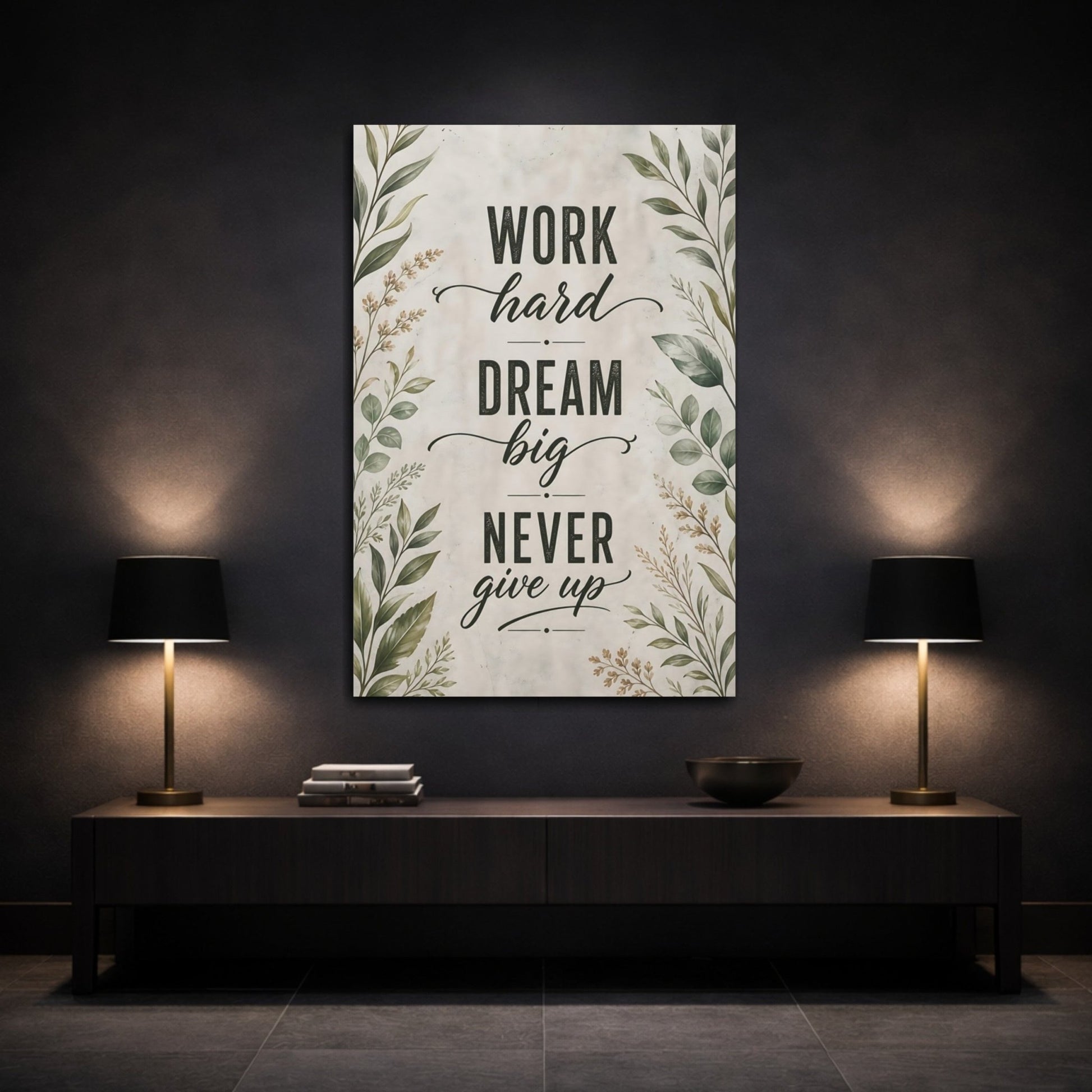 Nature Inspirational Text Green Motivational Quote Canvas Print – Office, Behind Desk, - YesArtYes