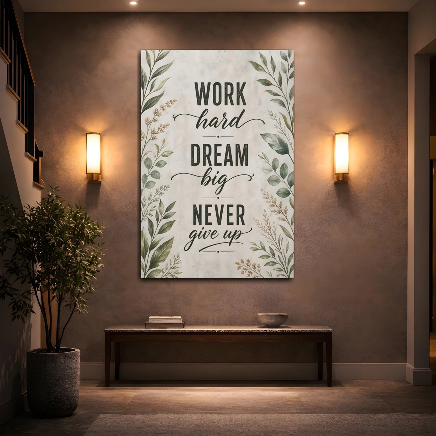 Nature Inspirational Text Green Motivational Quote Canvas Print – Office, Behind Desk, - YesArtYes