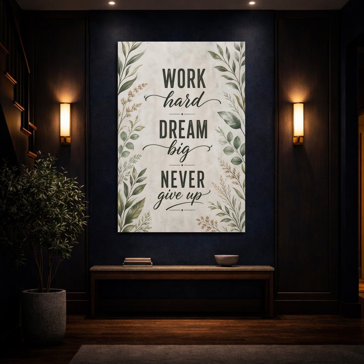 Nature Inspirational Text Green Motivational Quote Canvas Print – Office, Behind Desk, - YesArtYes
