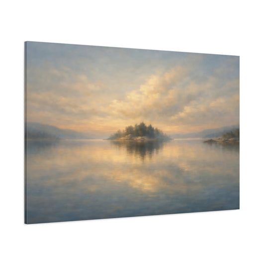 Main Mockup. Nature Island Golden Island Sunset shown as stretched canvas wall art