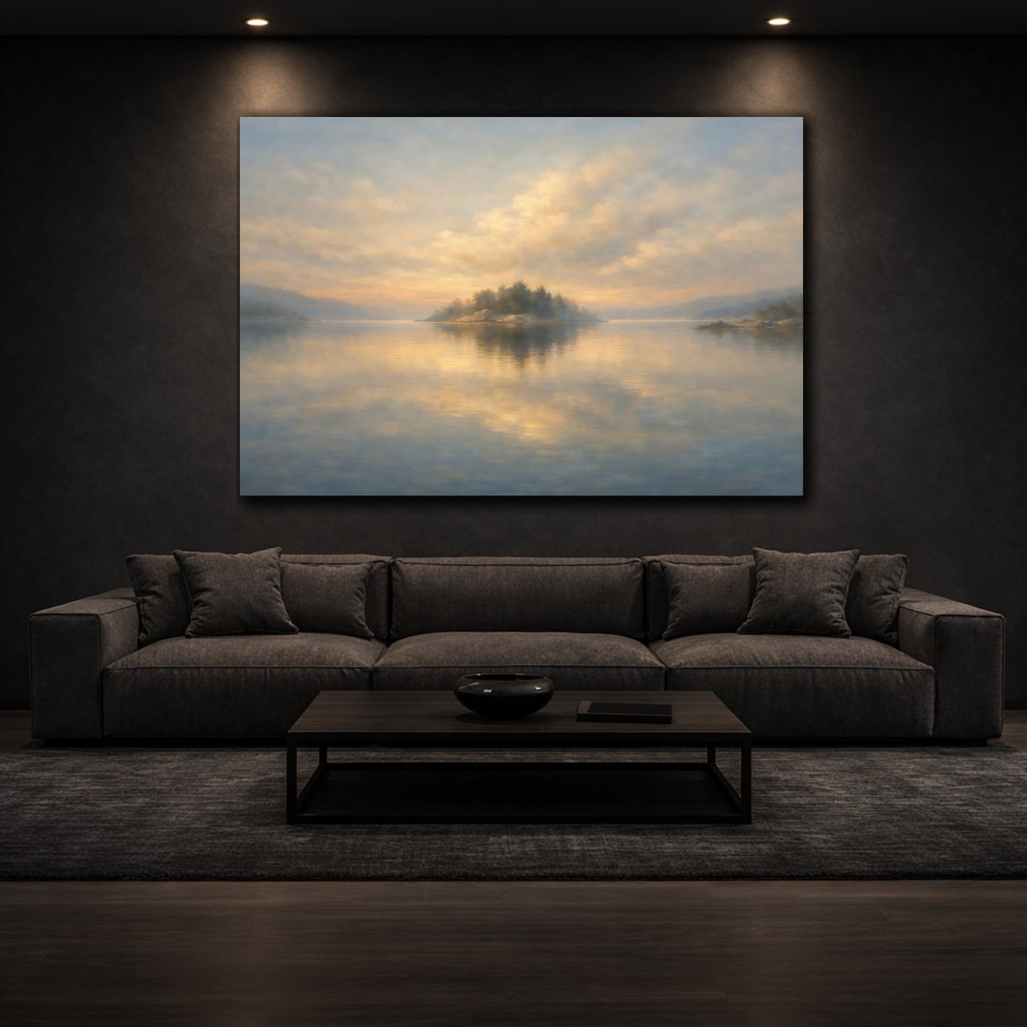 Mockup 2. Nature Island Golden Island Sunset shown as stretched canvas wall art