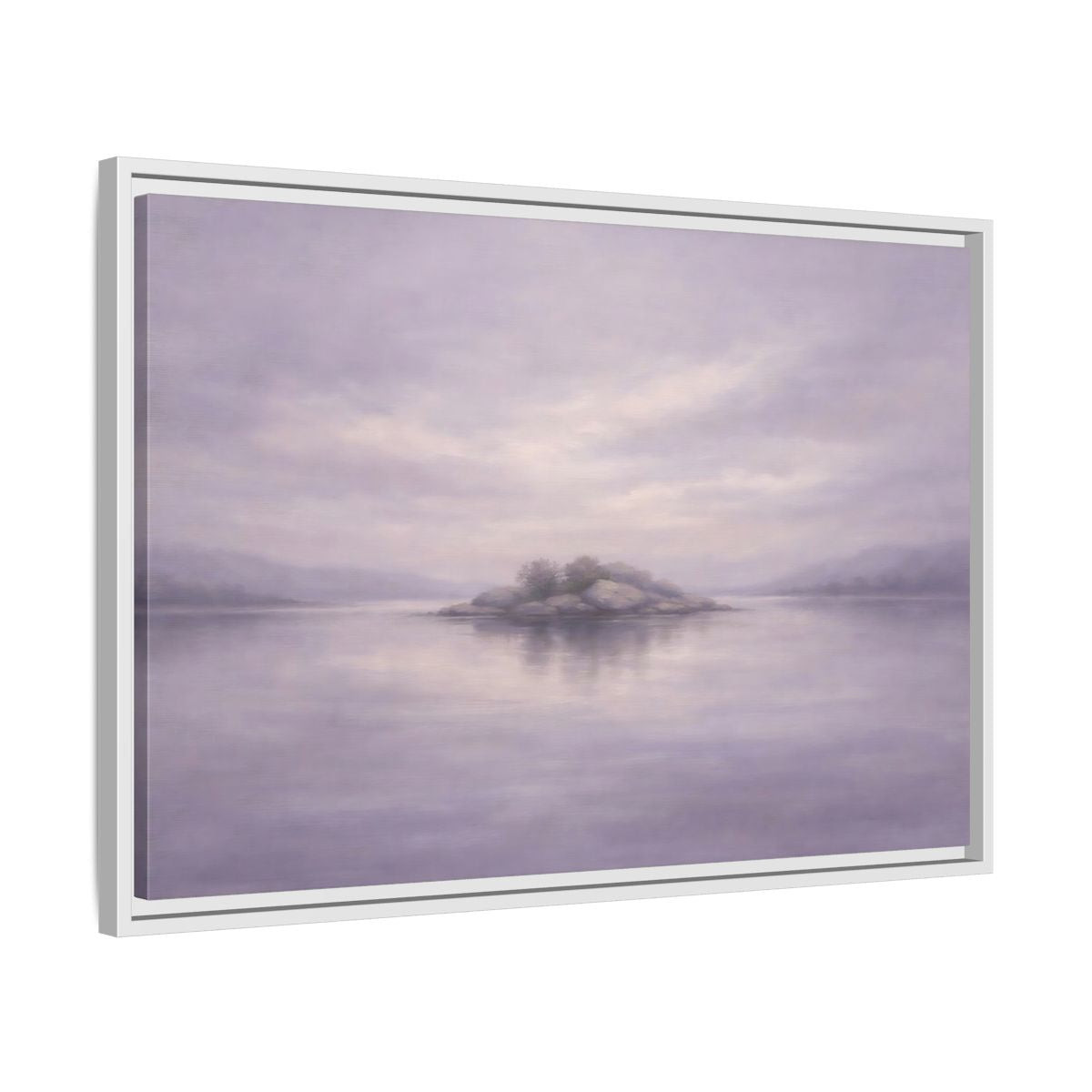 Side Mockup 10. Nature Island Muted Lavender shown as stretched canvas wall art