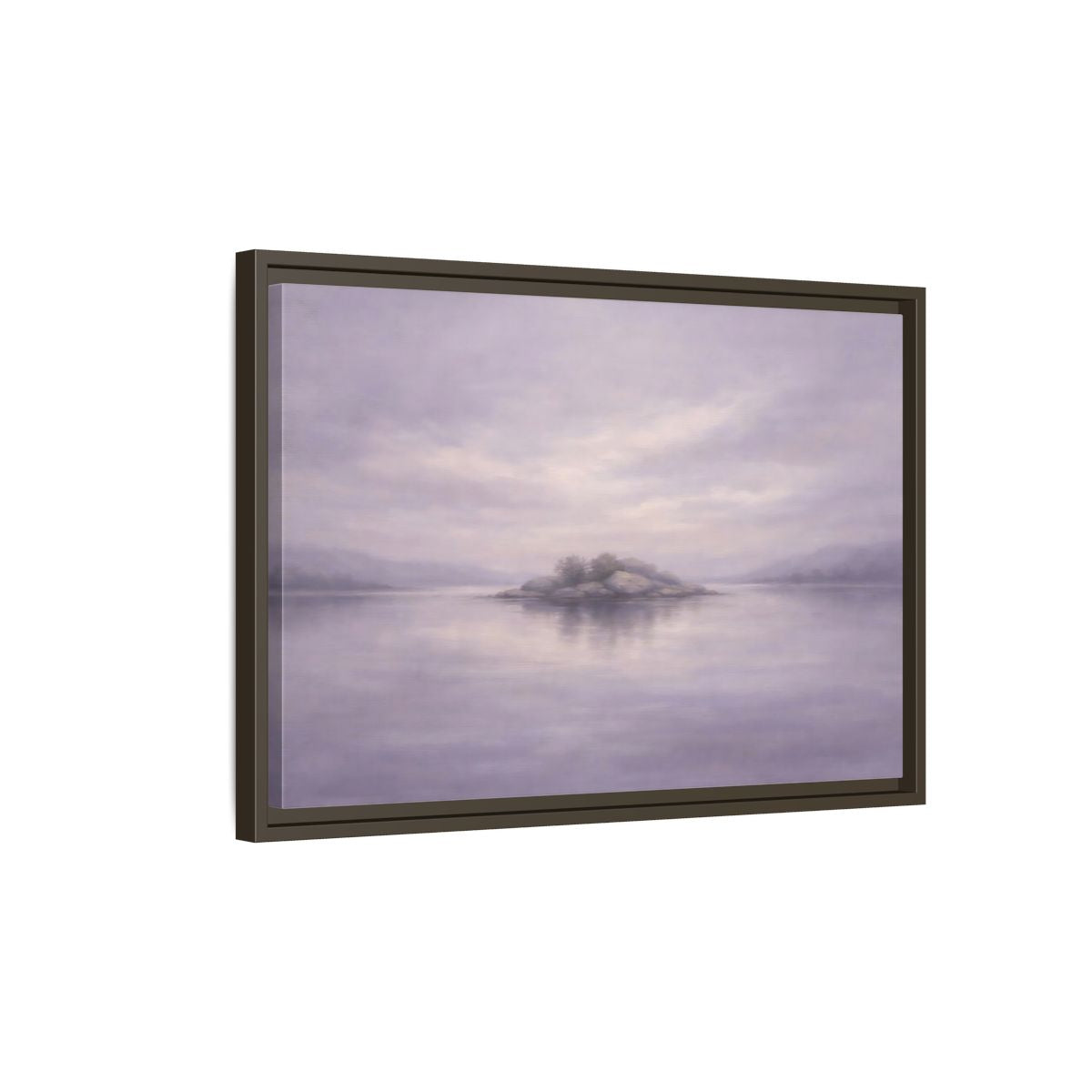Side Mockup 2. Nature Island Muted Lavender shown as stretched canvas wall art
