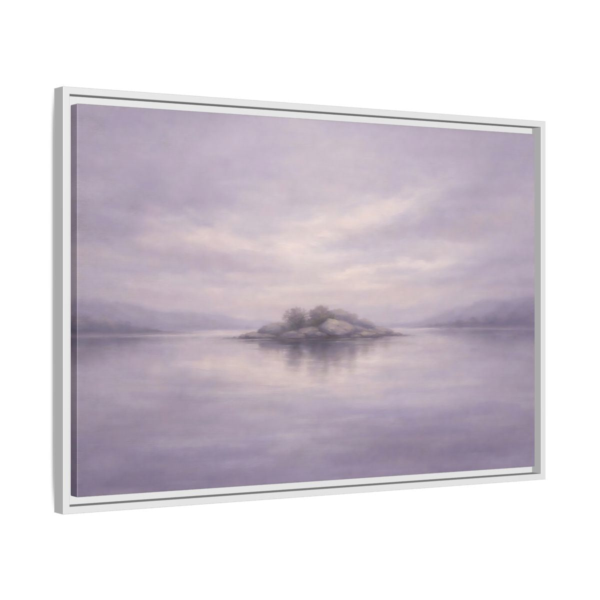 Side Mockup 8. Nature Island Muted Lavender shown as stretched canvas wall art