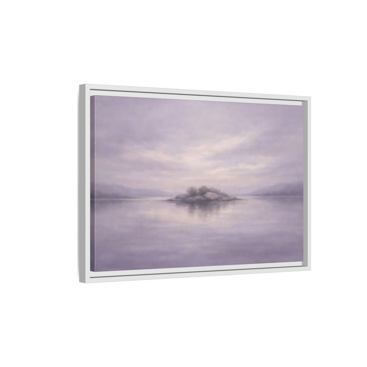 Side Mockup 1. Nature Island Muted Lavender shown as stretched canvas wall art