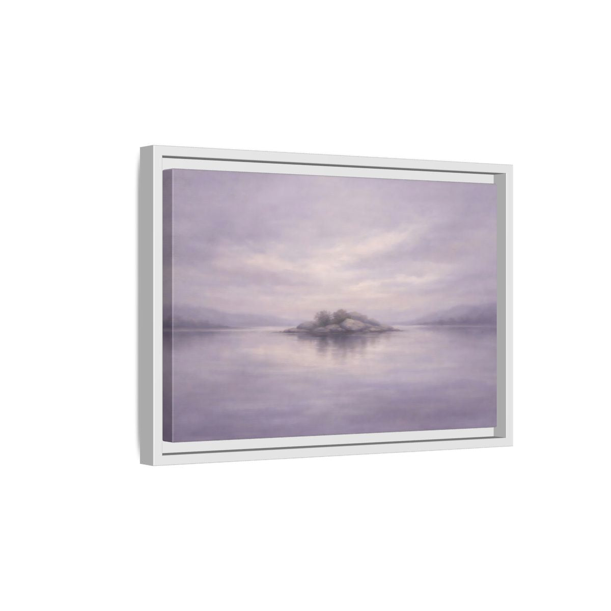 Side Mockup 4. Nature Island Muted Lavender shown as stretched canvas wall art