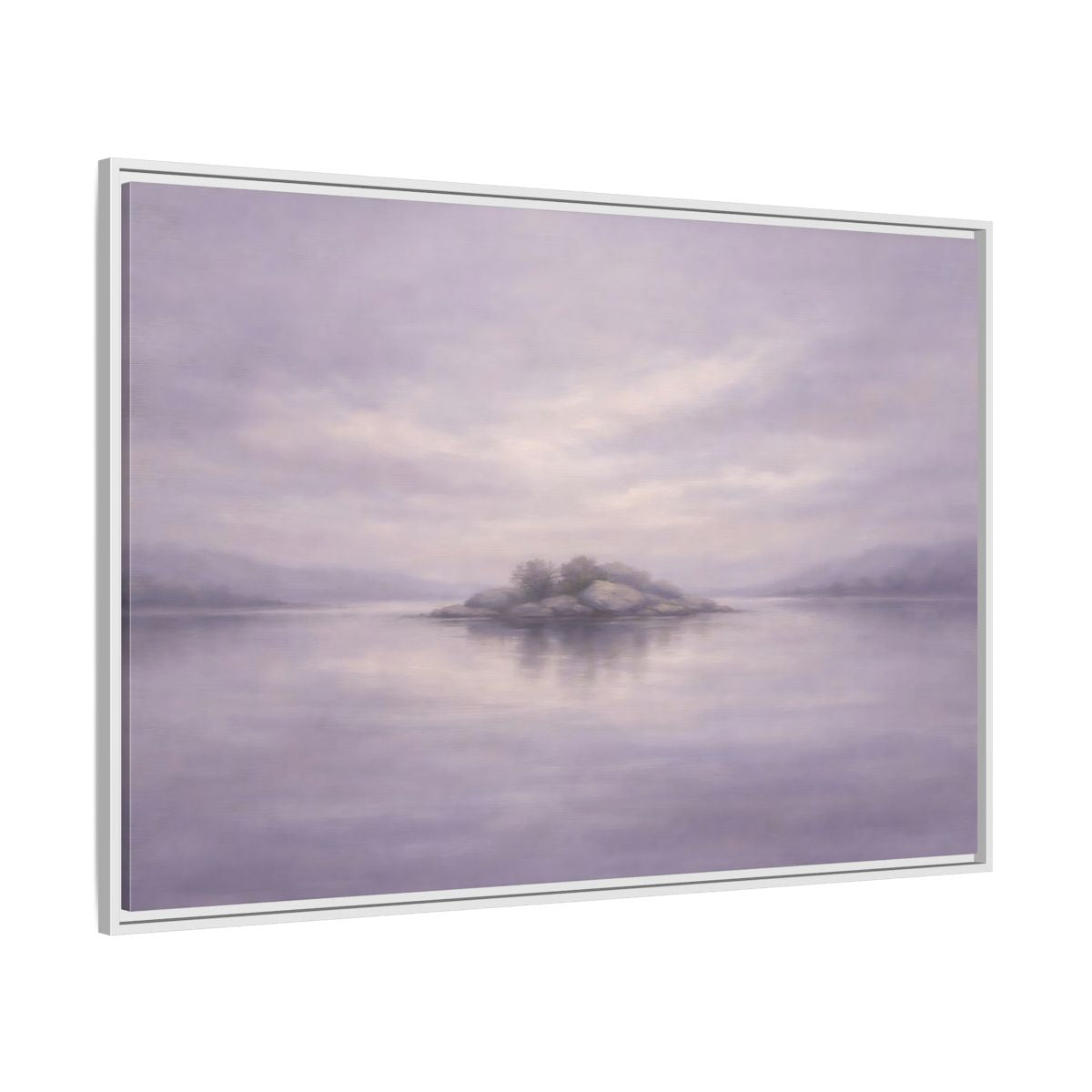 Side Mockup 7. Nature Island Muted Lavender shown as stretched canvas wall art
