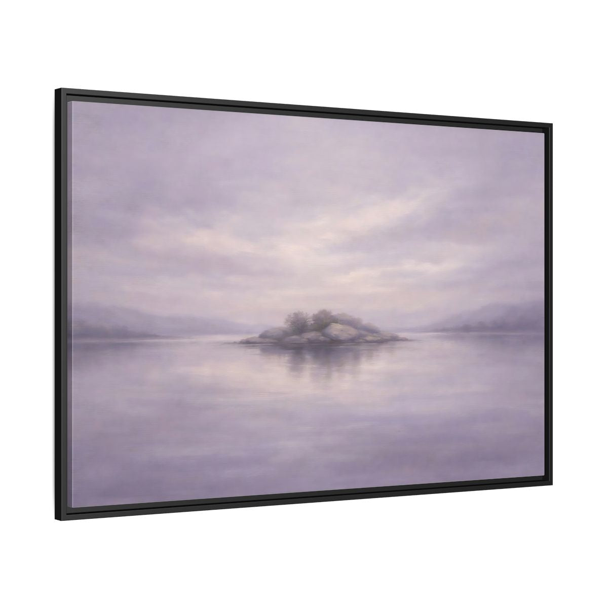 Side Mockup 12. Nature Island Muted Lavender shown as stretched canvas wall art