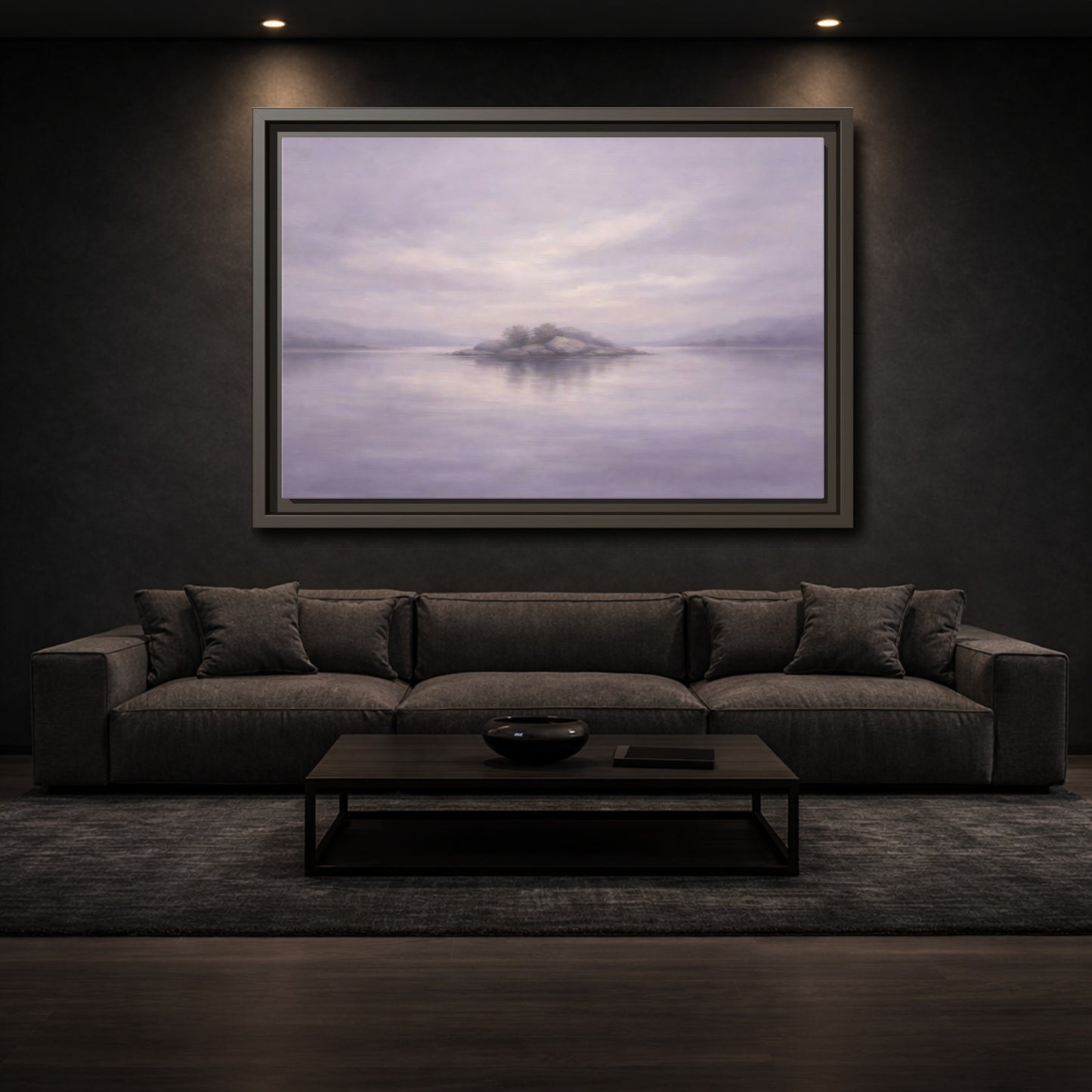 Mockup 2. Nature Island Muted Lavender shown as stretched canvas wall art