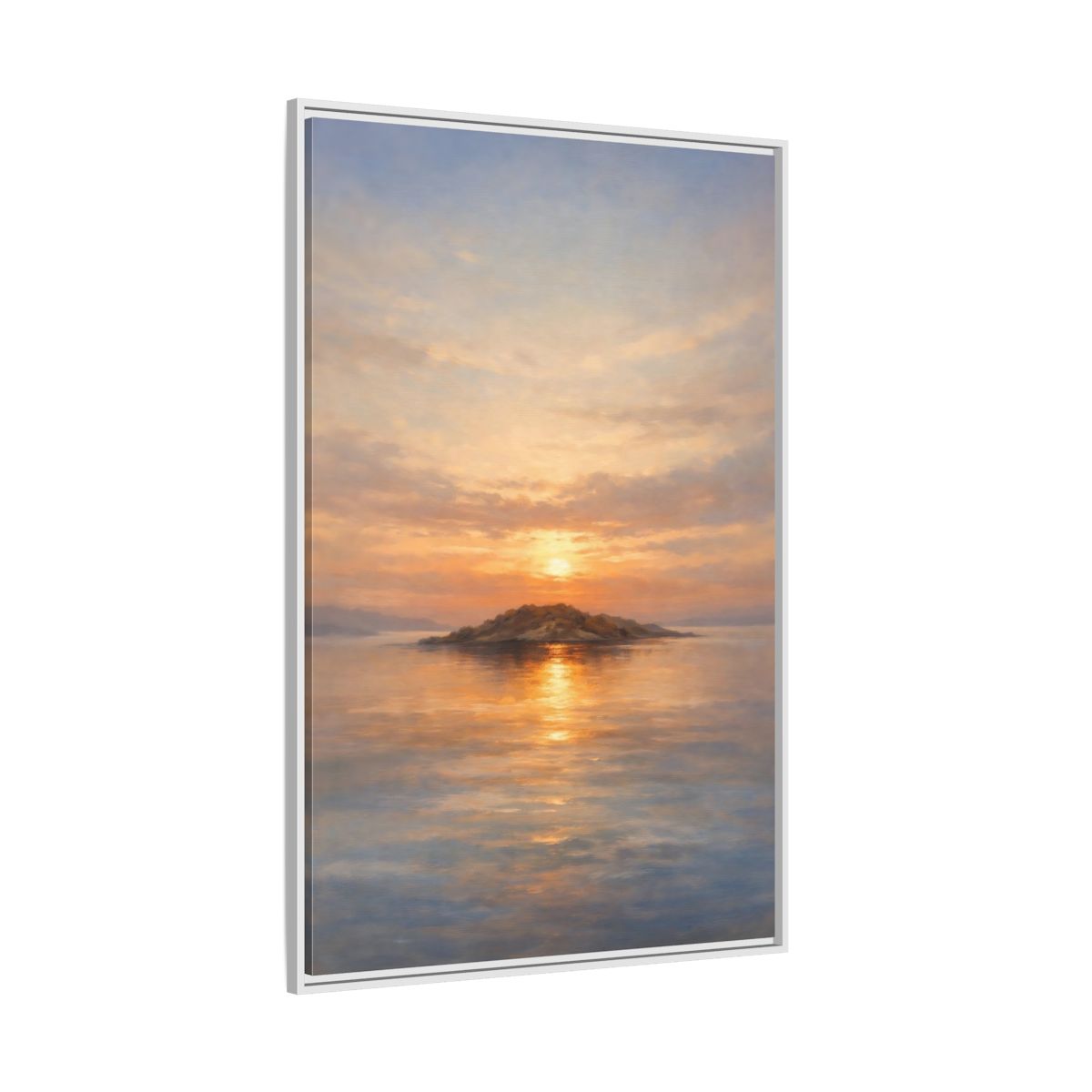 Side Mockup 7. Nature Island Sunset Golden Sunset shown as stretched canvas wall art