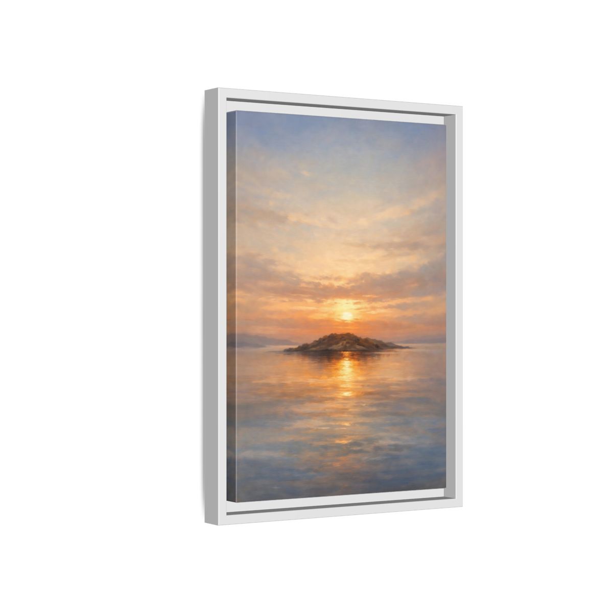Side Mockup 4. Nature Island Sunset Golden Sunset shown as stretched canvas wall art