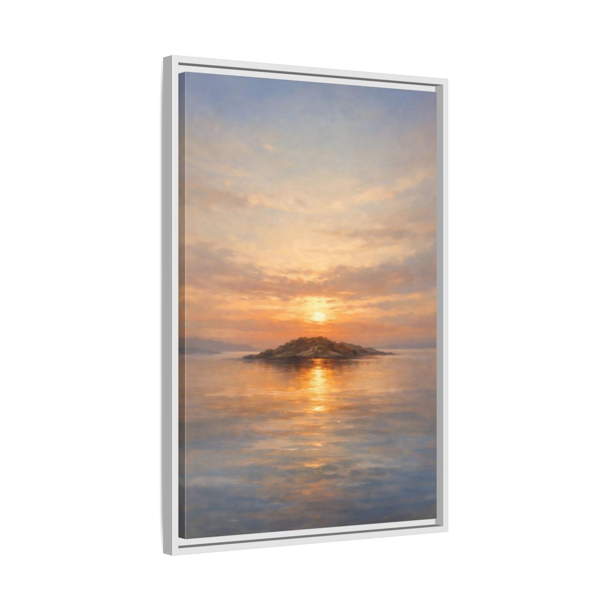 Side Mockup 11. Nature Island Sunset Golden Sunset shown as stretched canvas wall art