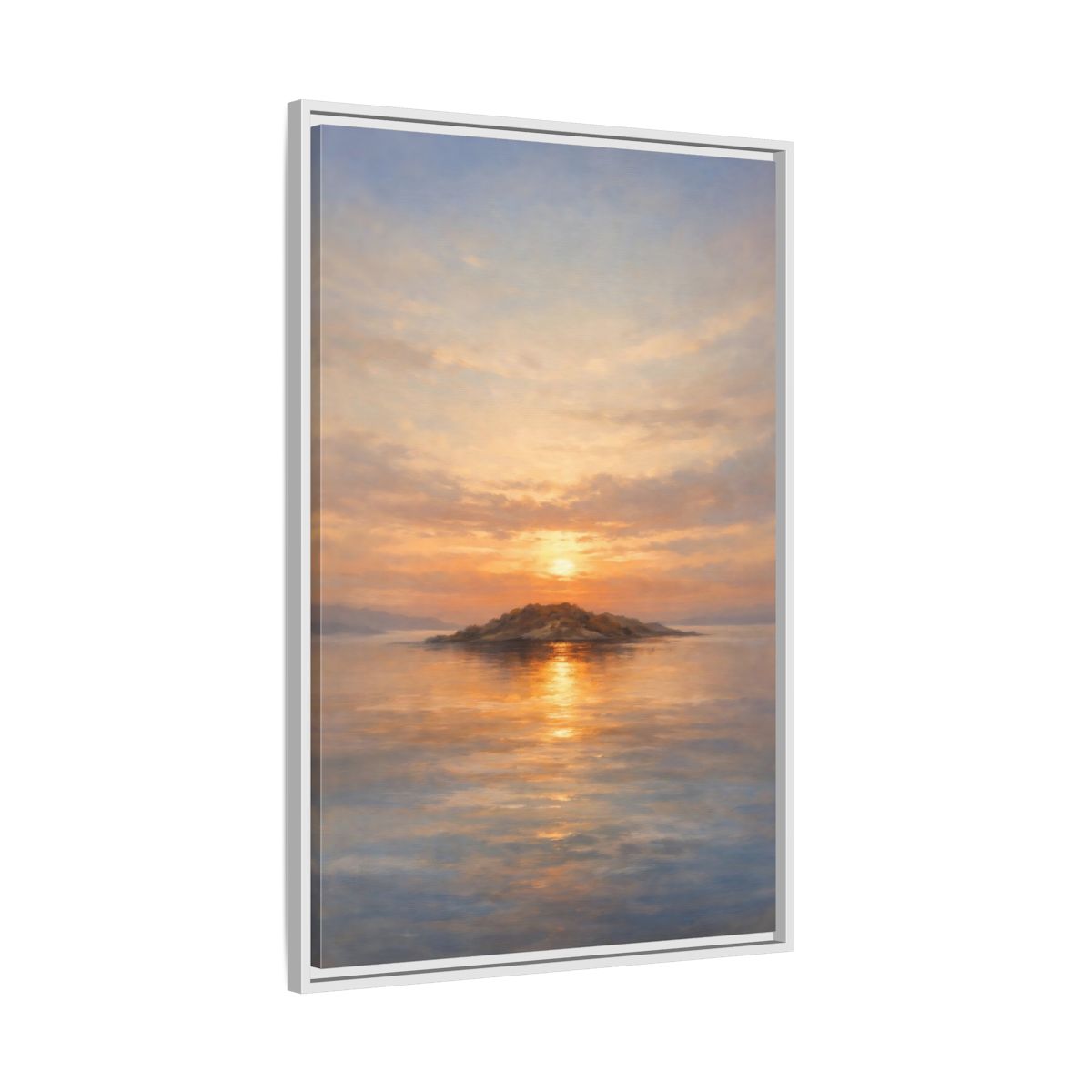 Side Mockup 9. Nature Island Sunset Golden Sunset shown as stretched canvas wall art