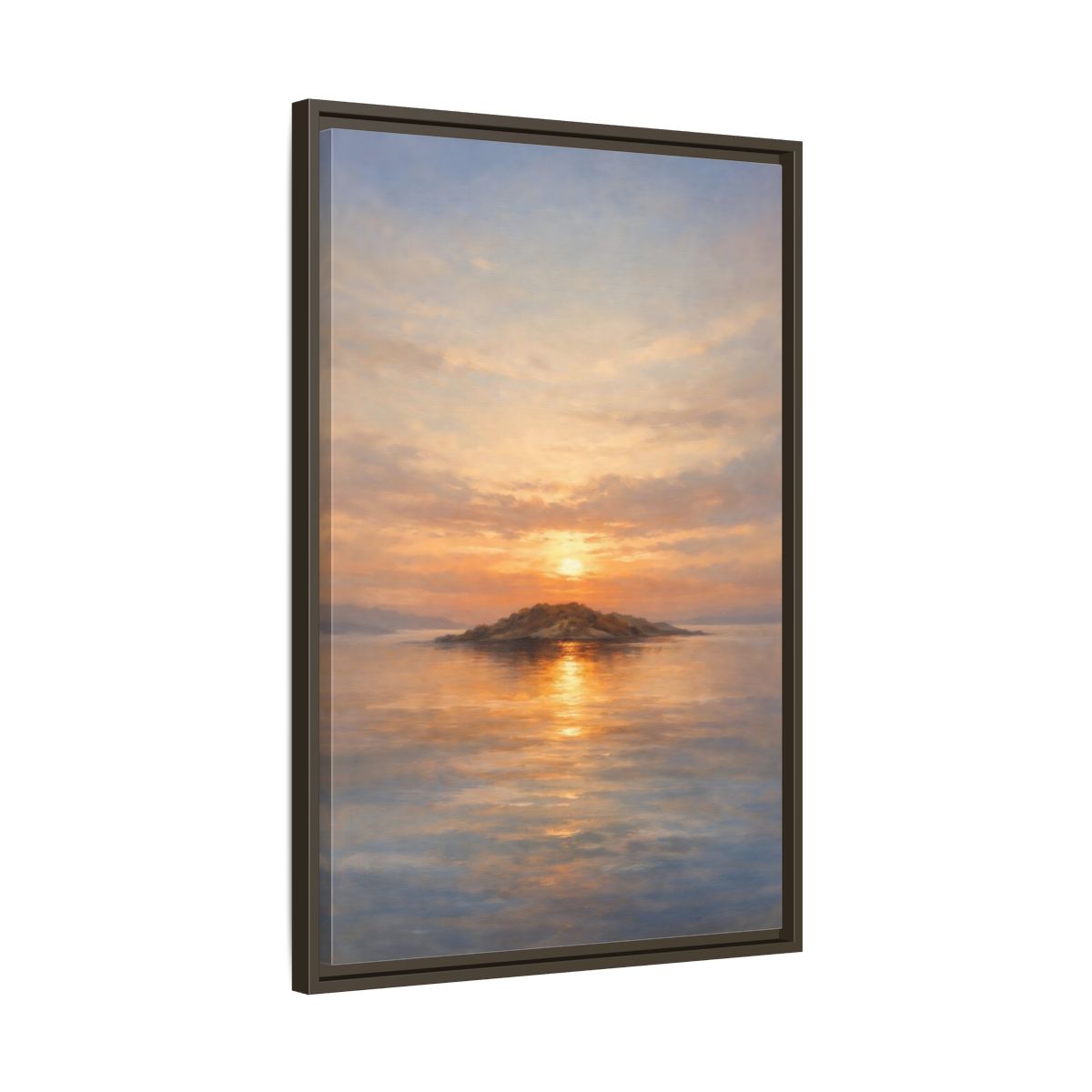 Side Mockup 12. Nature Island Sunset Golden Sunset shown as stretched canvas wall art