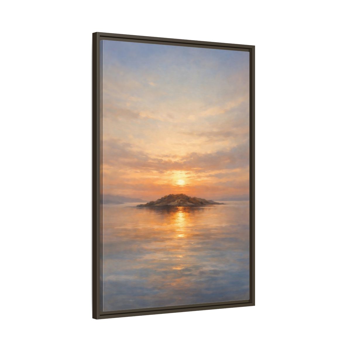 Side Mockup 10. Nature Island Sunset Golden Sunset shown as stretched canvas wall art