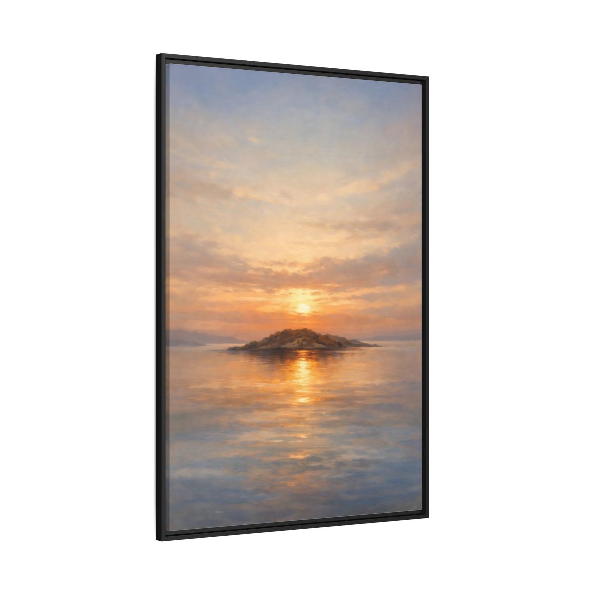 Main Mockup. Nature Island Sunset Golden Sunset shown as stretched canvas wall art