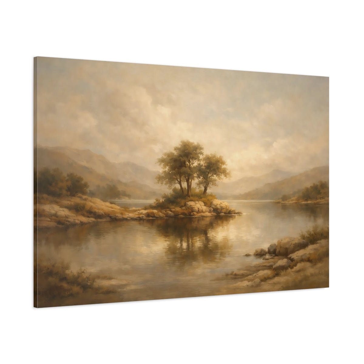 Main Mockup. Nature Island Trees Earthy Tones shown as stretched canvas wall art