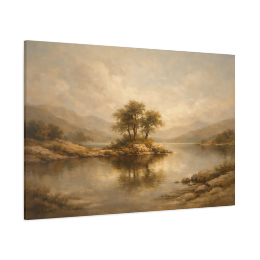 Main Mockup. Nature Island Trees Earthy Tones shown as stretched canvas wall art