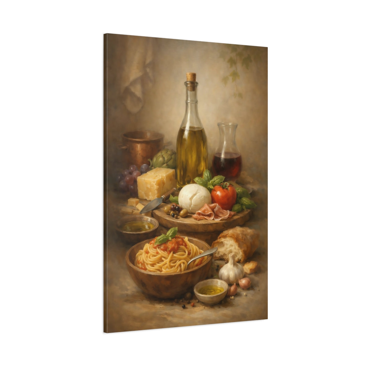 Main Mockup. Nature Italian Food Italian Food Still Life shown as stretched canvas wall art