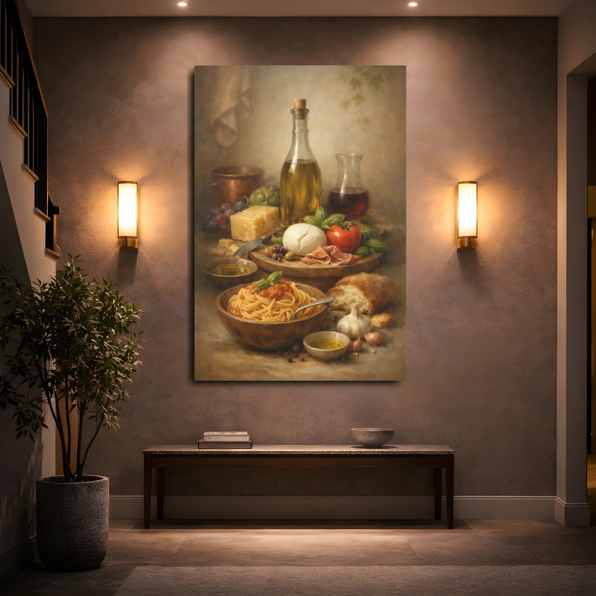 Mockup 4. Nature Italian Food Italian Food Still Life shown as stretched canvas wall art